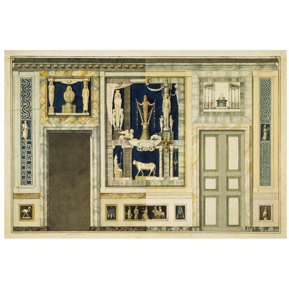 Unexecuted elevation for the Stanza Egizia at the Villa Borghese, ca. 1770-1793-Paper Art-32&quotx22"