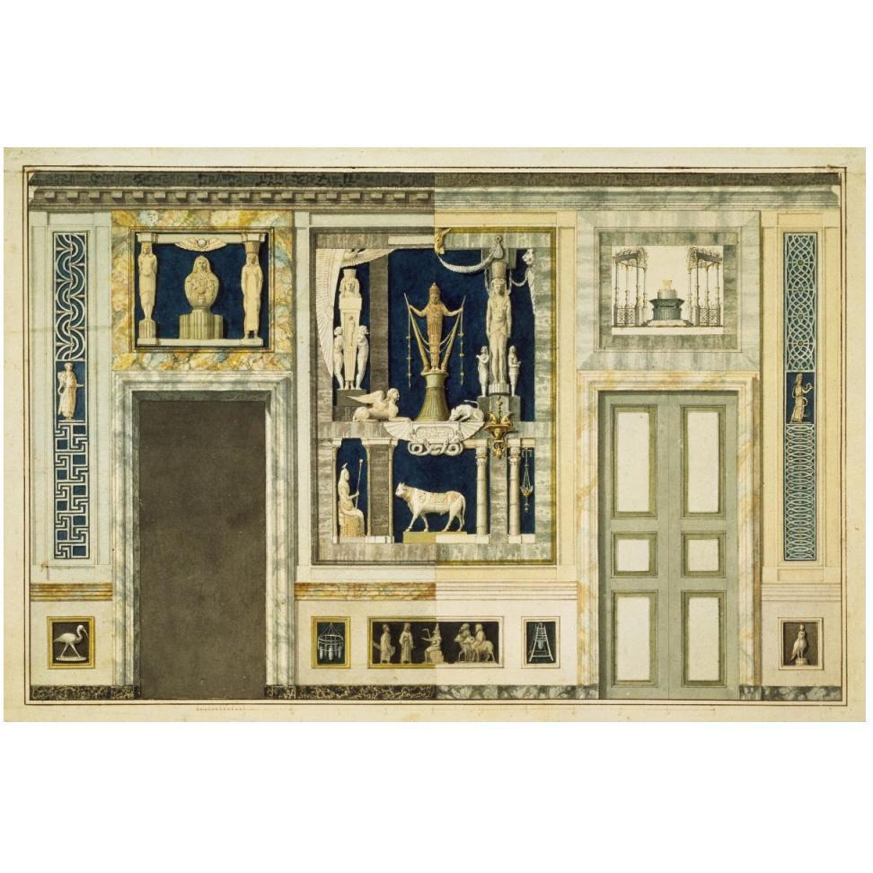 Unexecuted elevation for the Stanza Egizia at the Villa Borghese, ca. 1770-1793-Paper Art-50&quotx34"