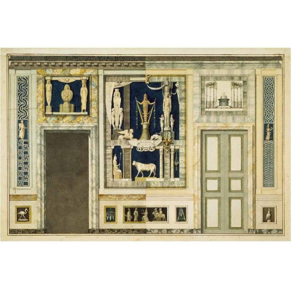 Unexecuted elevation for the Stanza Egizia at the Villa Borghese, ca. 1770-1793-Paper Art-62&quotx42"