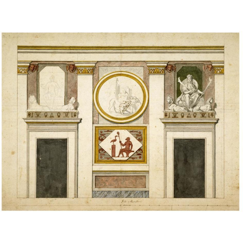 Unexecuted elevation for the Stanza Egizia at the Villa Borghese, ca. 1770-1793-Paper Art-26&quotx20"