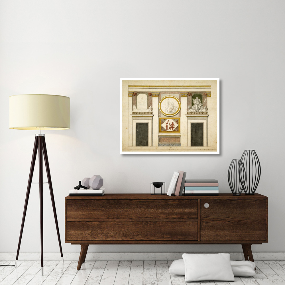 Unexecuted elevation for the Stanza Egizia at the Villa Borghese, ca. 1770-1793-Paper Art-42&quotx32"