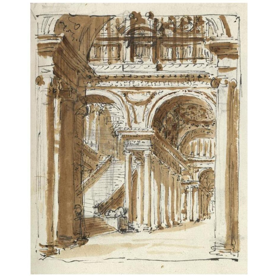 Grand entrance hall, Italy, 1786-Paper Art-18&quotx22"