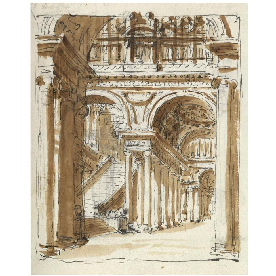 Grand entrance hall, Italy, 1786-Paper Art-30&quotx37"