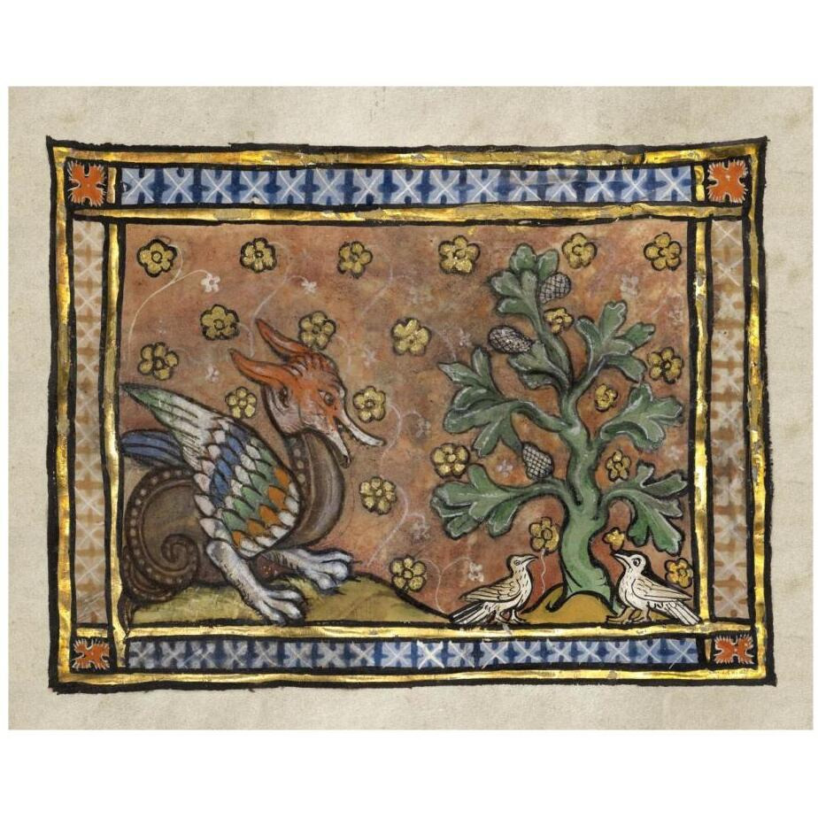 A Dragon Charging Two Doves (detail)-Paper Art-22&quotx18"