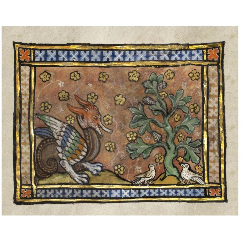 A Dragon Charging Two Doves (detail)-Paper Art-26&quotx22"