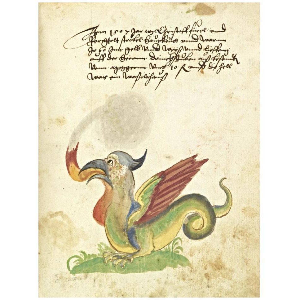 Civic festival of the Nuremberg Schembartlauf - Dragon Float-Paper Art-32&quotx42"