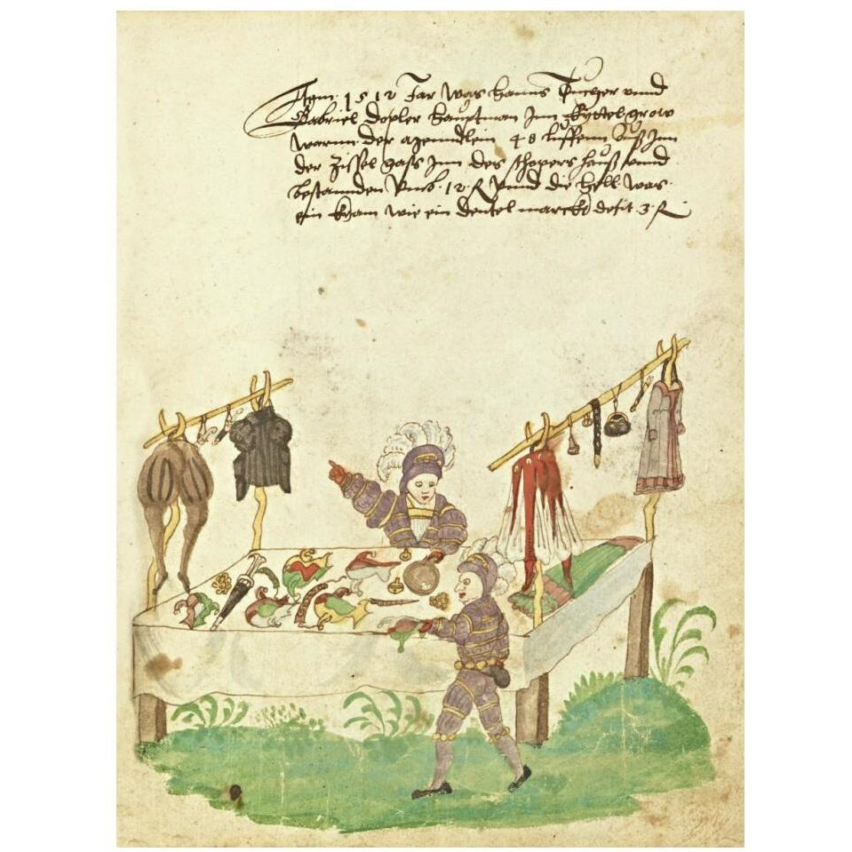 Civic festival of the Nuremberg Schembartlauf - Clothing Table-Paper Art-14&quotx18"