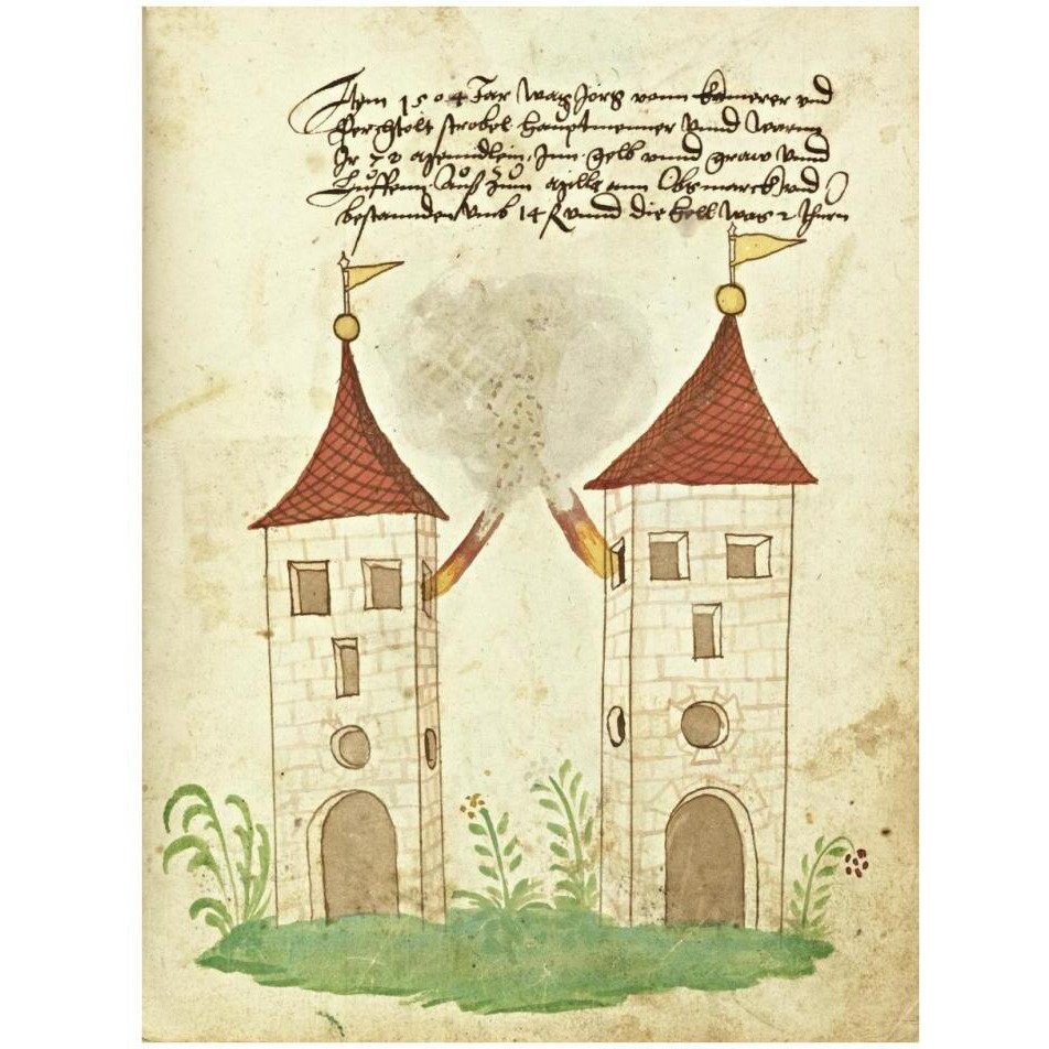Civic festival of the Nuremberg Schembartlauf - Towers-Paper Art-26&quotx34"