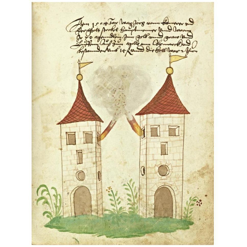 Civic festival of the Nuremberg Schembartlauf - Towers-Paper Art-32&quotx42"