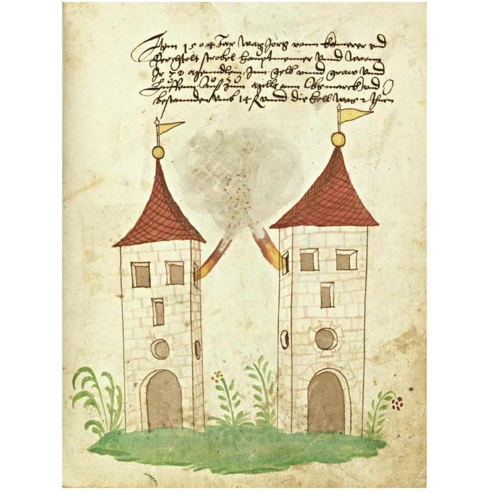 Civic festival of the Nuremberg Schembartlauf - Towers-Paper Art-38&quotx50"