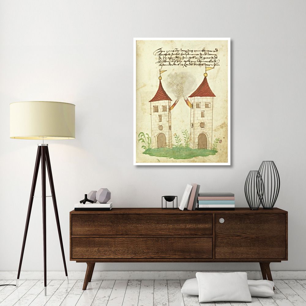 Civic festival of the Nuremberg Schembartlauf - Towers-Paper Art-38&quotx50"