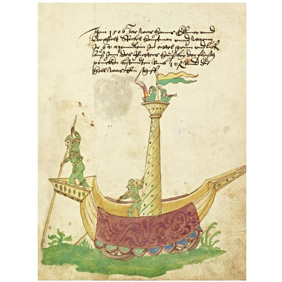 Civic festival of the Nuremberg Schembartlauf - Ship Float-Paper Art-14&quotx18"