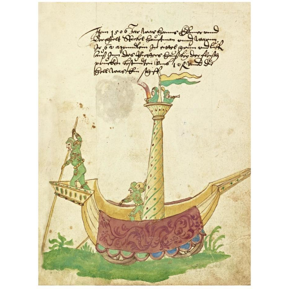 Civic festival of the Nuremberg Schembartlauf - Ship Float-Paper Art-20&quotx26"