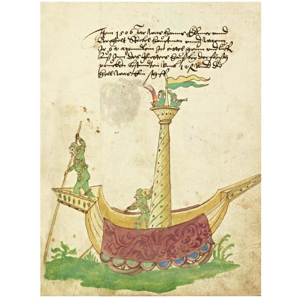 Civic festival of the Nuremberg Schembartlauf - Ship Float-Paper Art-26&quotx34"