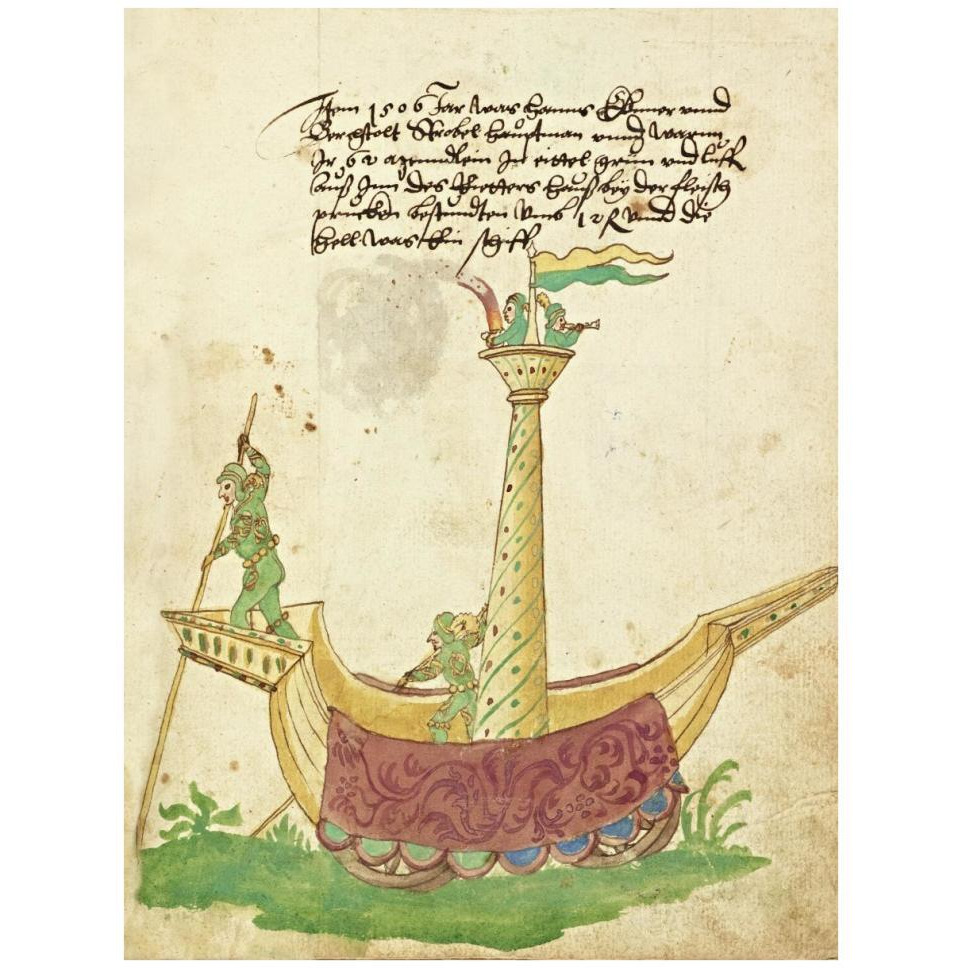 Civic festival of the Nuremberg Schembartlauf - Ship Float-Paper Art-32&quotx42"