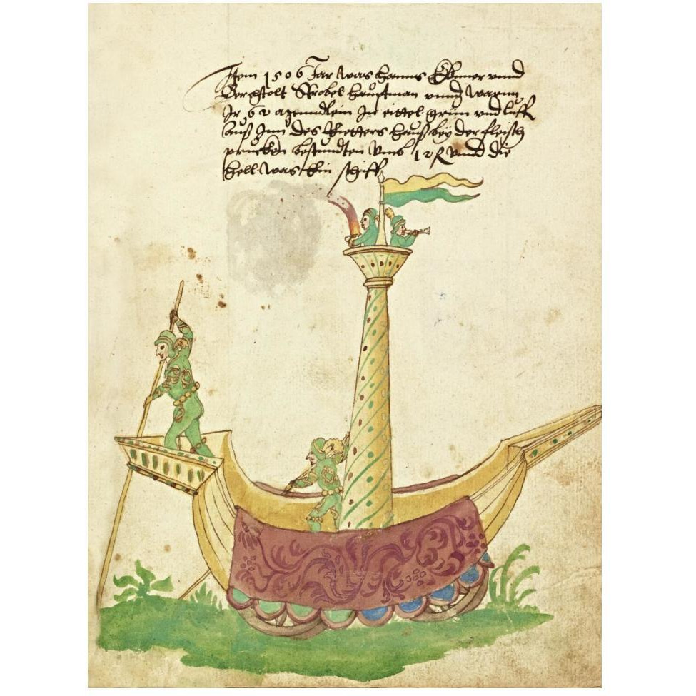 Civic festival of the Nuremberg Schembartlauf - Ship Float-Paper Art-38&quotx50"