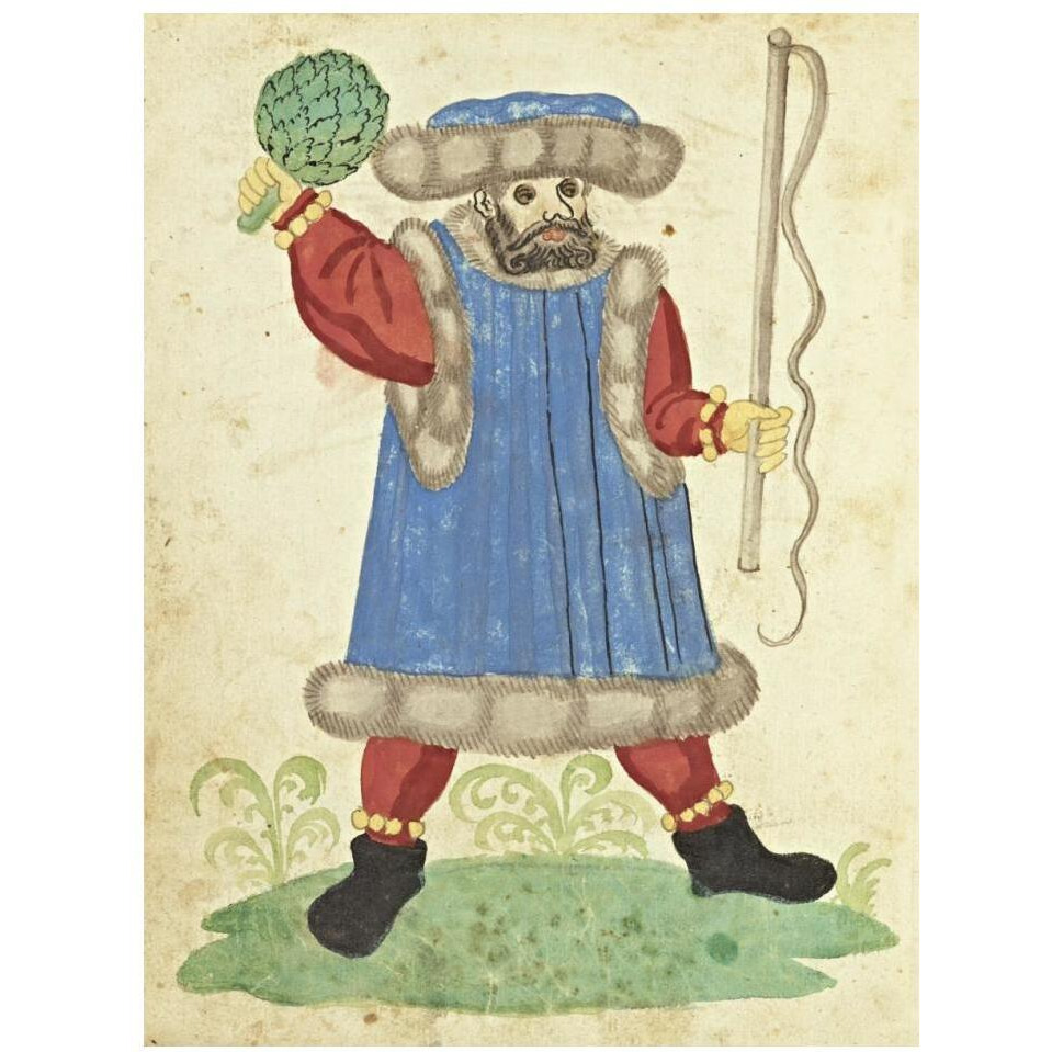 Civic festival of the Nuremberg Schembartlauf - Blue Costume-Paper Art-14&quotx18"