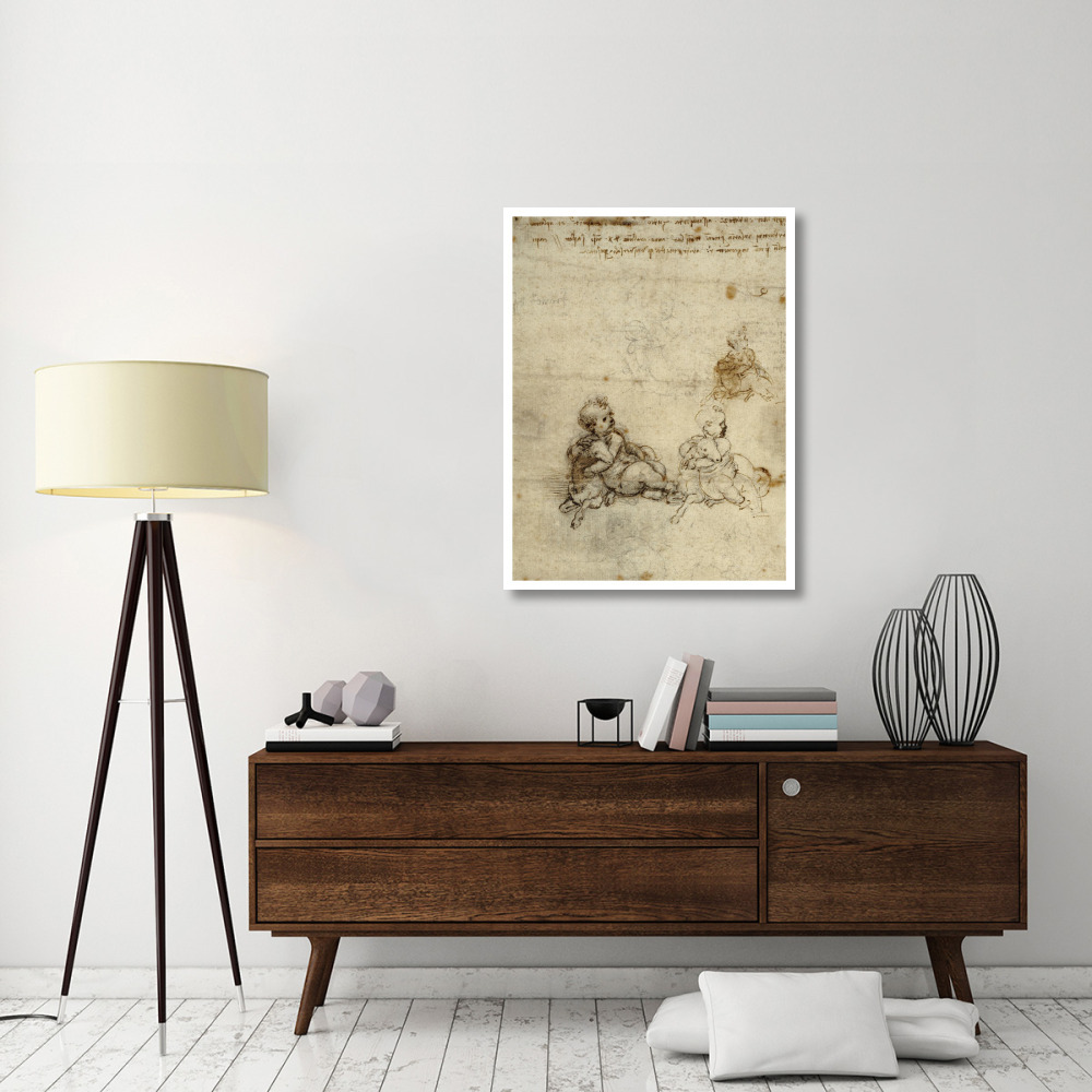 Studies for the Christ Child with a Lamb (recto)-Paper Art-32&quotx42"