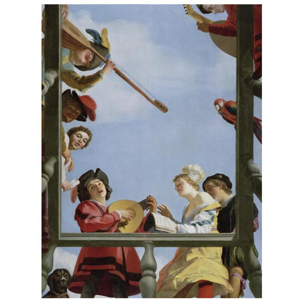 Musical Group on a Balcony-Paper Art-26&quotx34"