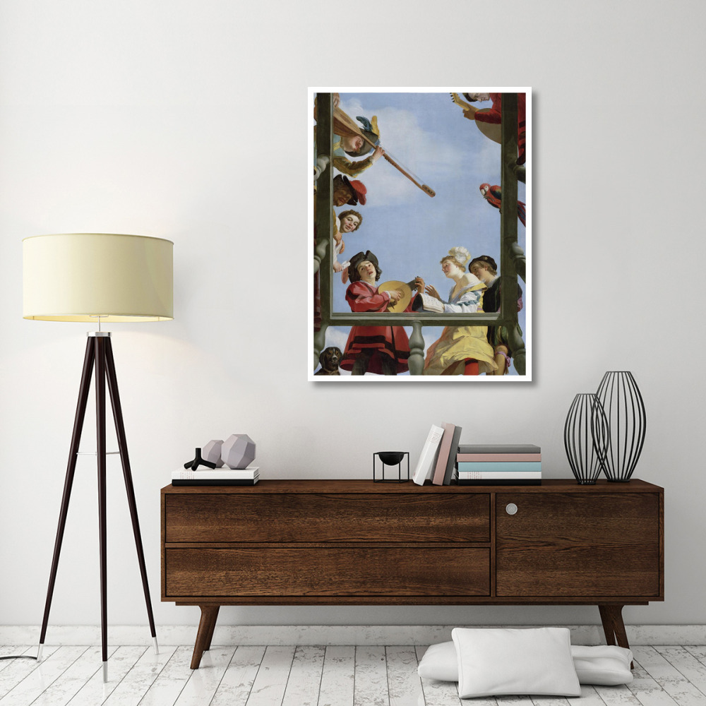 Musical Group on a Balcony-Paper Art-38&quotx50"