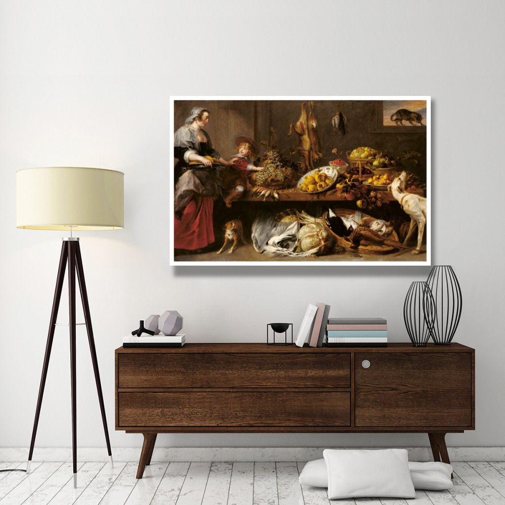 Kitchen Still Life with a Maid and Young Boy-Paper Art-62&quotx42"