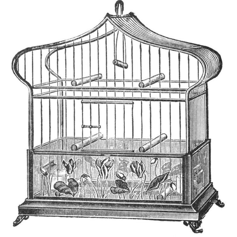 Etchings Birdcage - Onion-peak top, floral base.-Paper Art-32&quotx32"