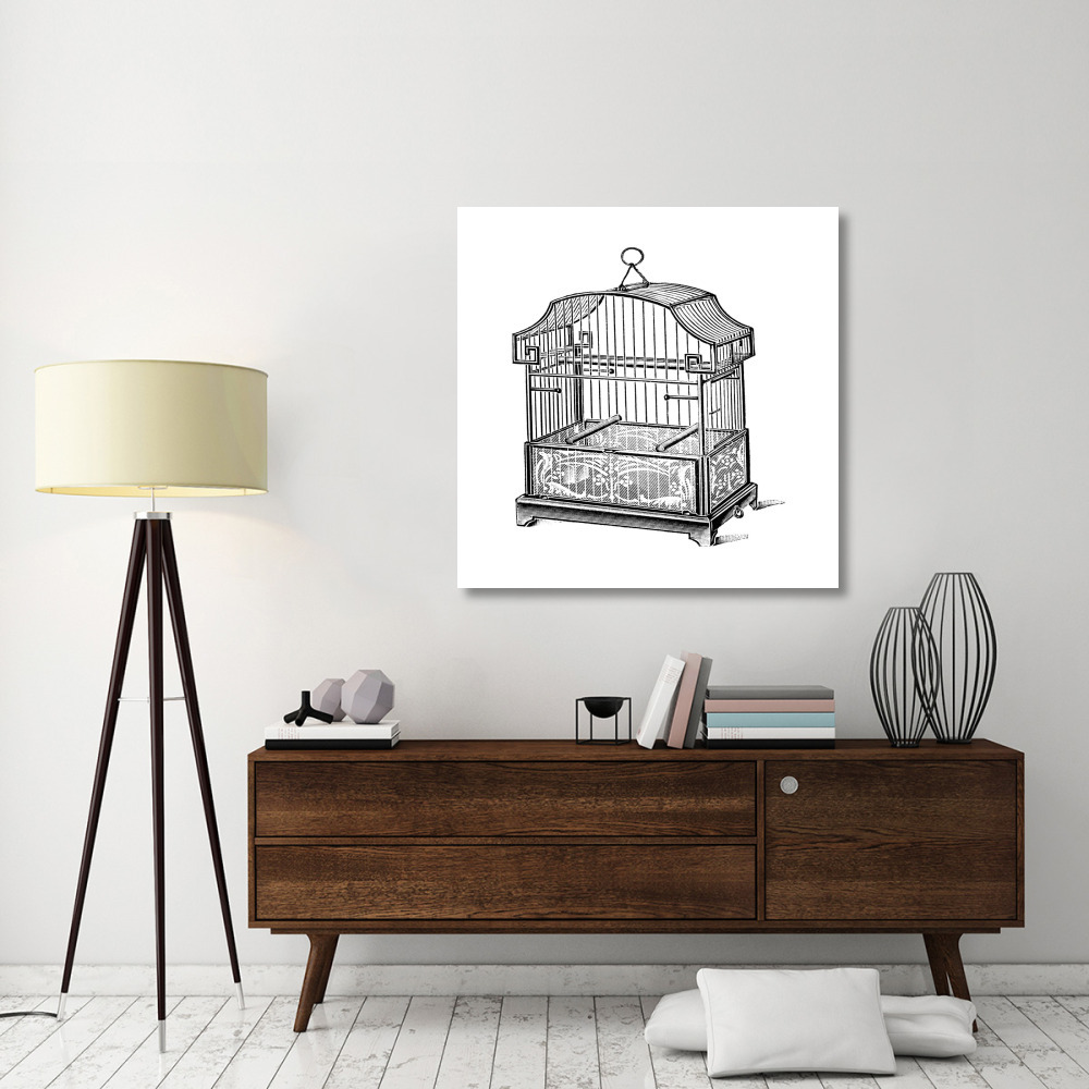 Etchings Birdcage - Gable top, floral base.-Paper Art-42&quotx42"
