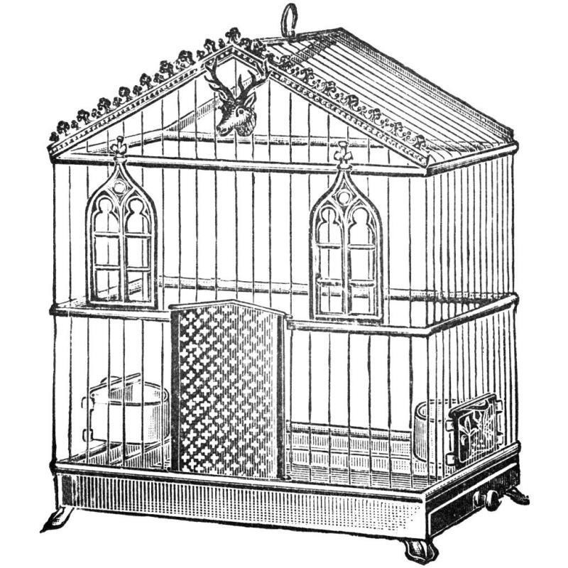 Etchings Birdcage - Peaked top, window and deer head detail.-Paper Art-38&quotx38"
