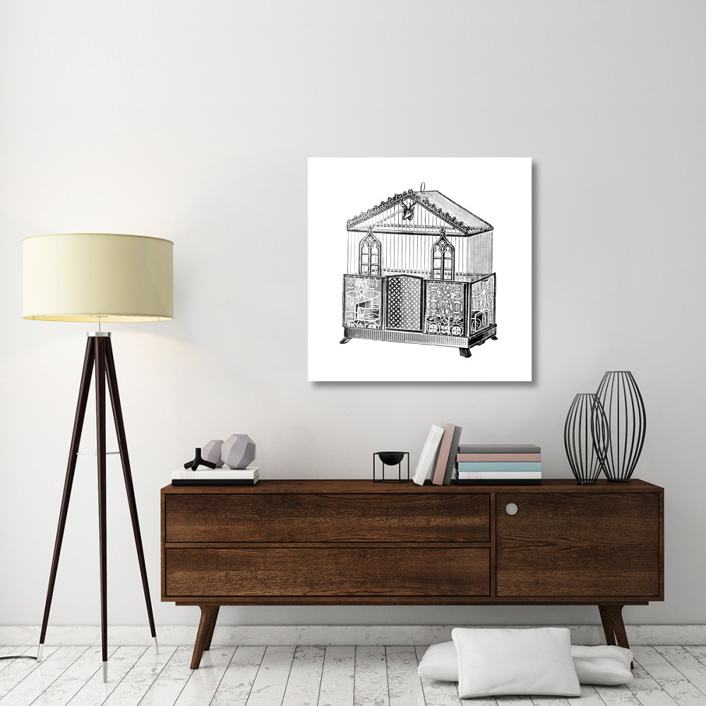 Etchings Birdcage - Peaked top, patterned base, windows and deer head detail.-Paper Art-38&quotx38"