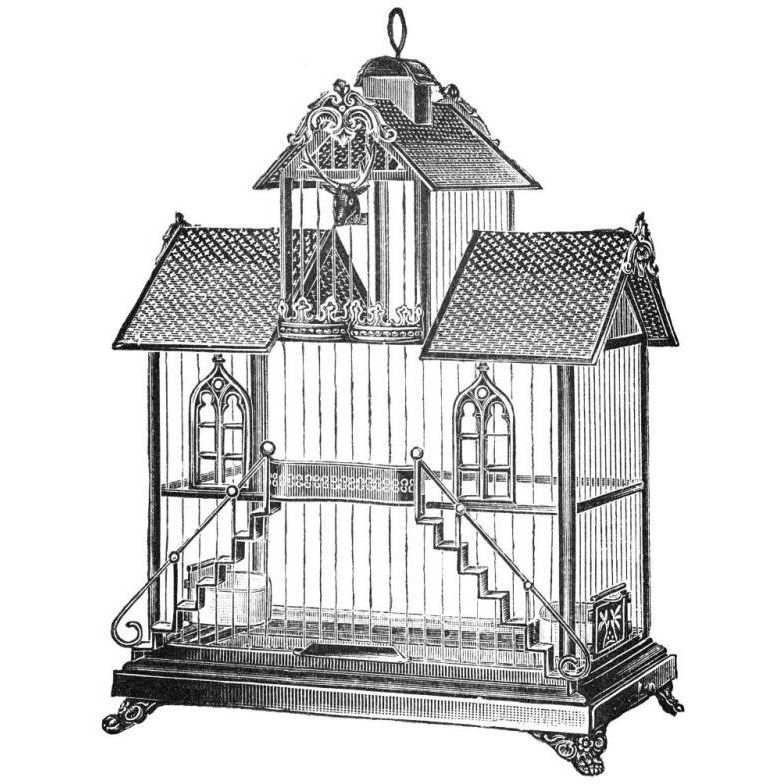 Etchings Birdcage - Victorian house with steps.-Paper Art-32&quotx32"