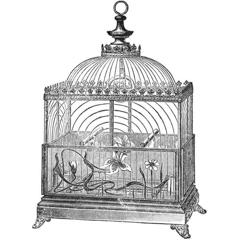Etchings Birdcage - Dome top, floral base, filigree detail.-Paper Art-26&quotx26"
