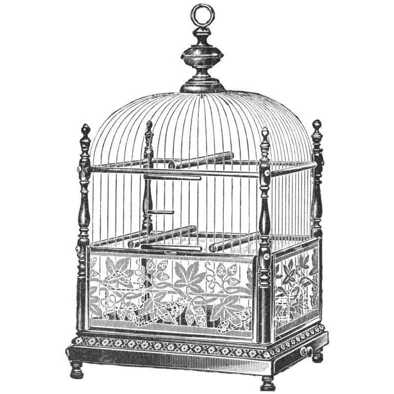 Etchings Birdcage - Dome top, spindle corners, vine detail base.-Paper Art-32&quotx32"