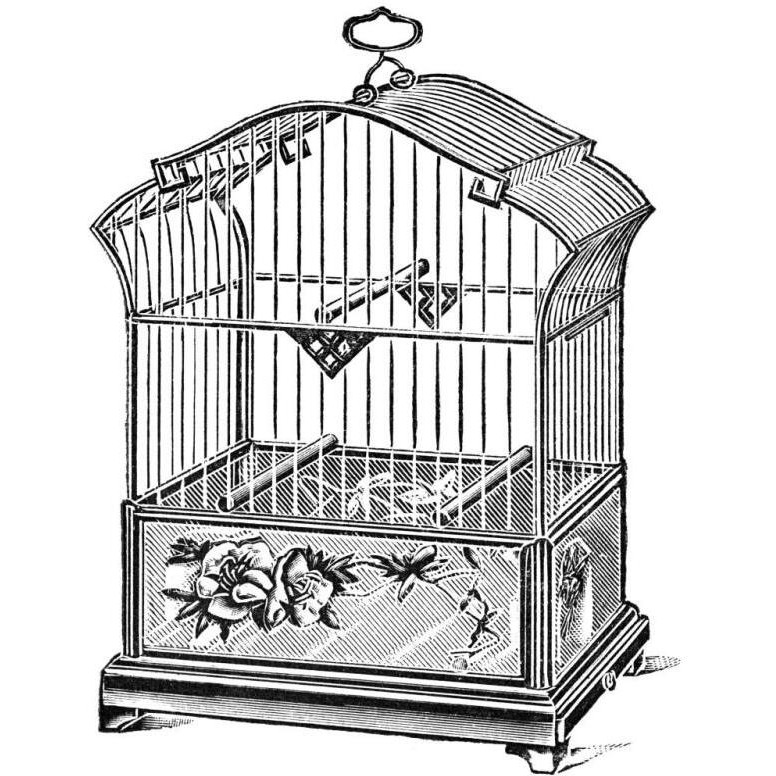 Etchings Birdcage - Gable top, rose base.-Paper Art-32&quotx32"