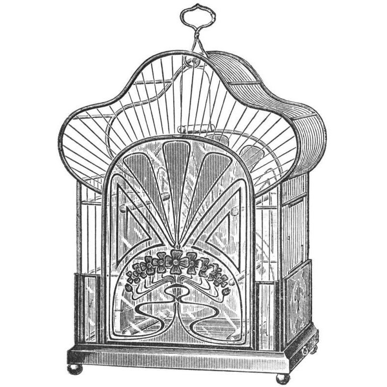 Etchings Birdcage - Palmate top, forget-me-not detail.-Paper Art-38&quotx38"