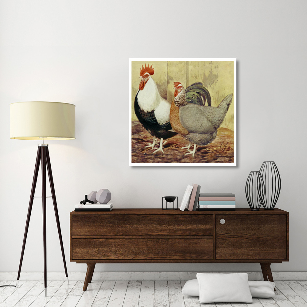 Chickens Silver-Grey Dorkings-Paper Art-42&quotx42"