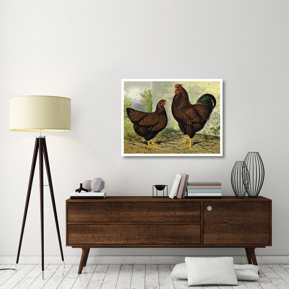 Chickens Golden Wyandottes-Paper Art-42&quotx32"