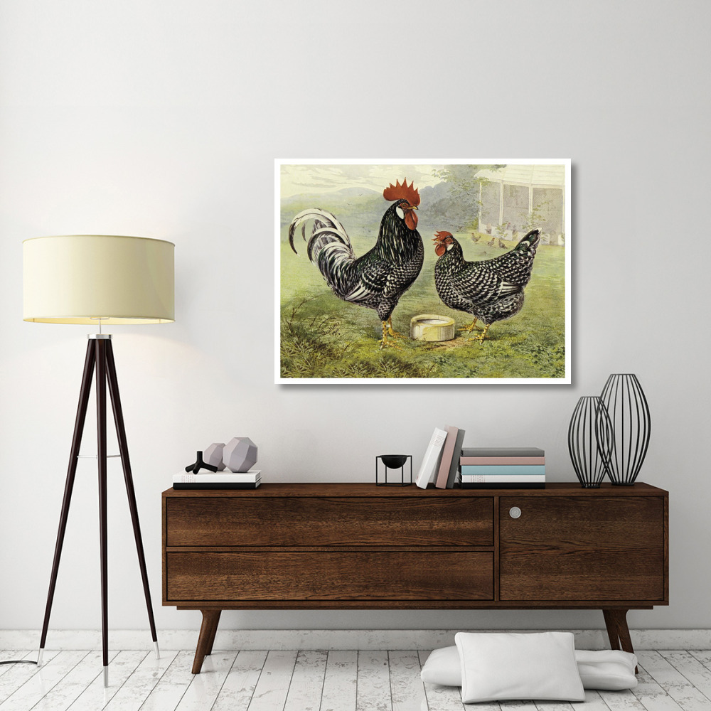 Chickens Anconas-Paper Art-50&quotx38"