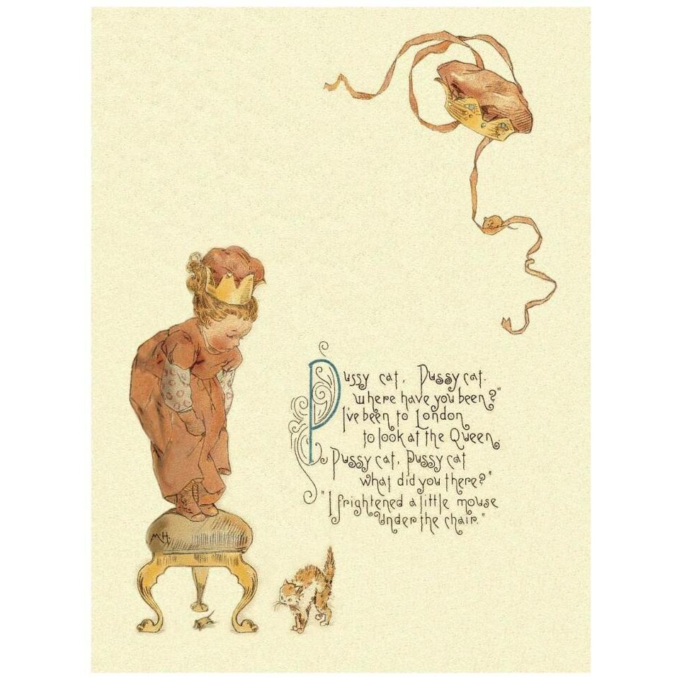 Nursery Rhymes Pussy Cat, Pussy Cat-Paper Art-26&quotx34"