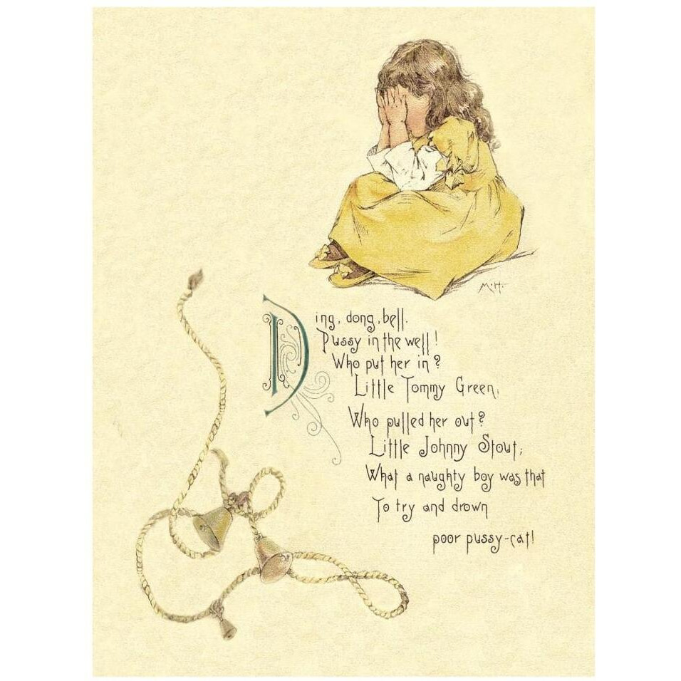 Nursery Rhymes Ding Dong Bell, Pussy in the Well-Paper Art-26&quotx34"