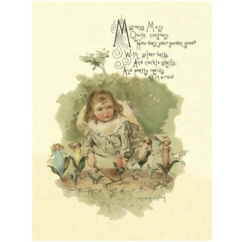 Nursery Rhymes Mistress Mary Quite Contrary-Paper Art-14&quotx18"
