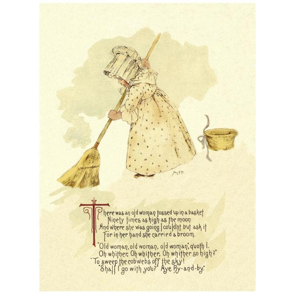 Nursery Rhymes There Was an Old Woman Tossed Up in a Basket-Paper Art-26&quotx34"