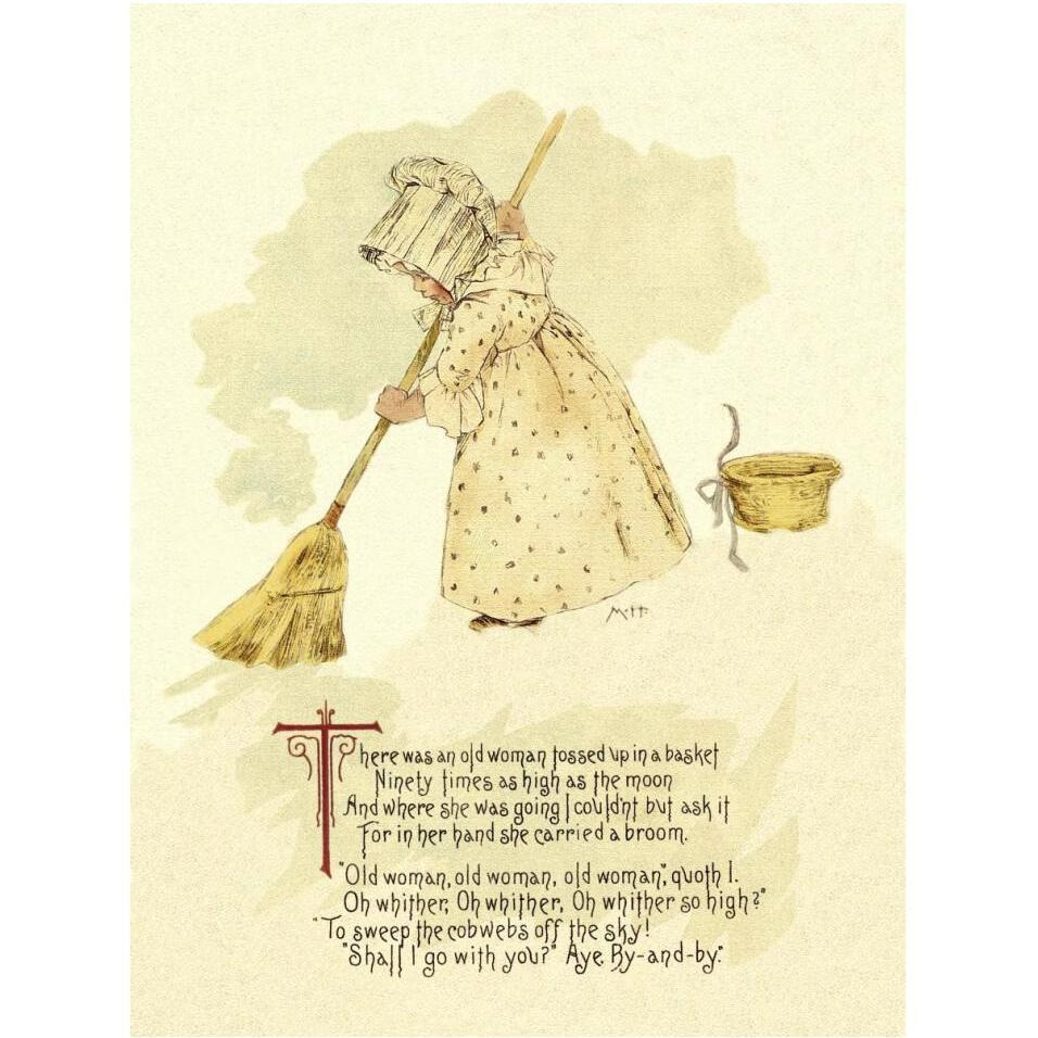 Nursery Rhymes There Was an Old Woman Tossed Up in a Basket-Paper Art-32&quotx42"