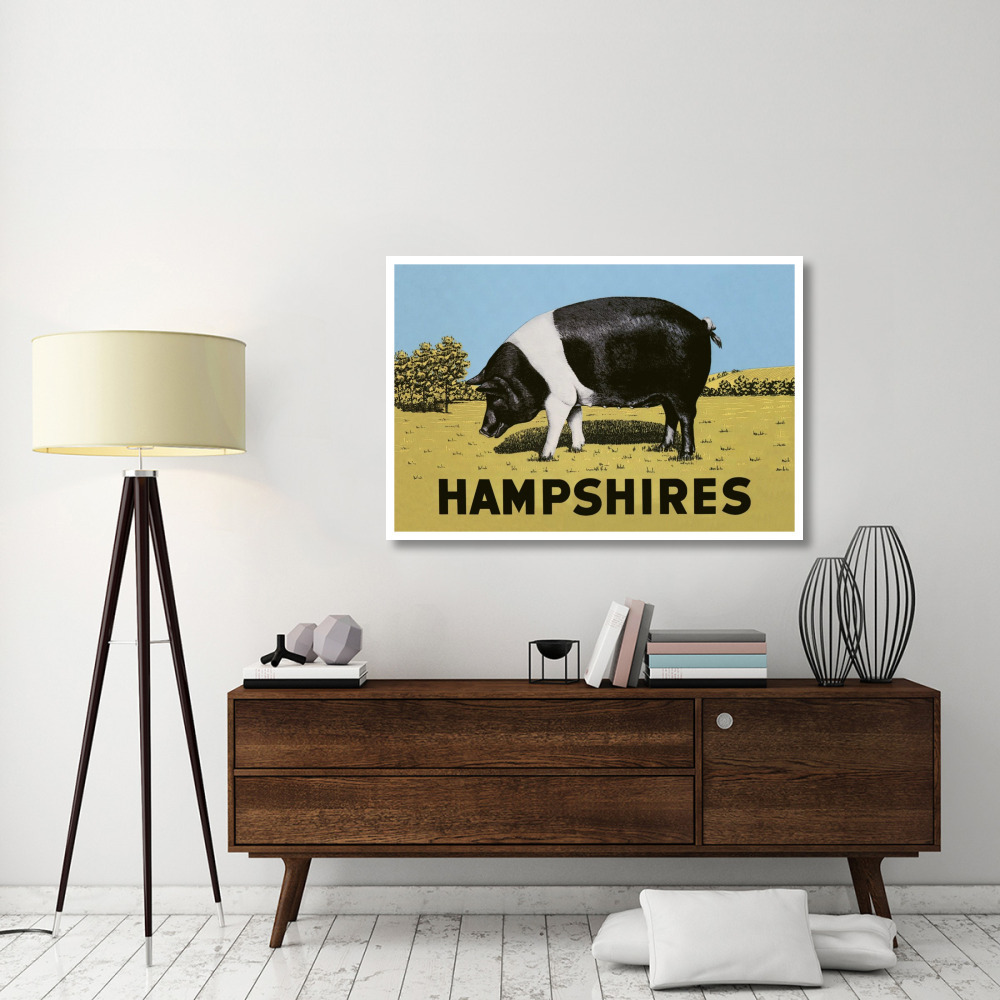 Pigs and Pork Hampshires-Paper Art-50&quotx34"