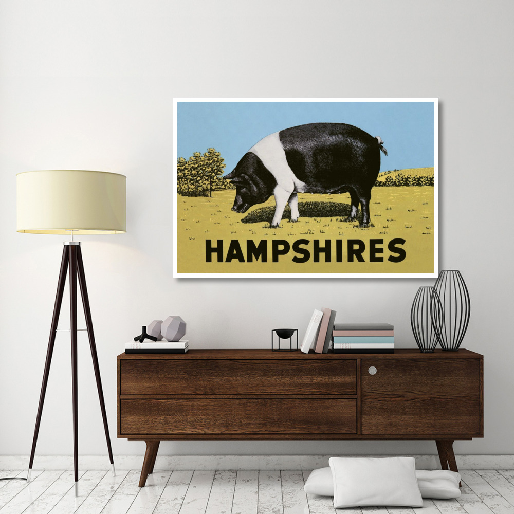 Pigs and Pork Hampshires-Paper Art-62&quotx42"
