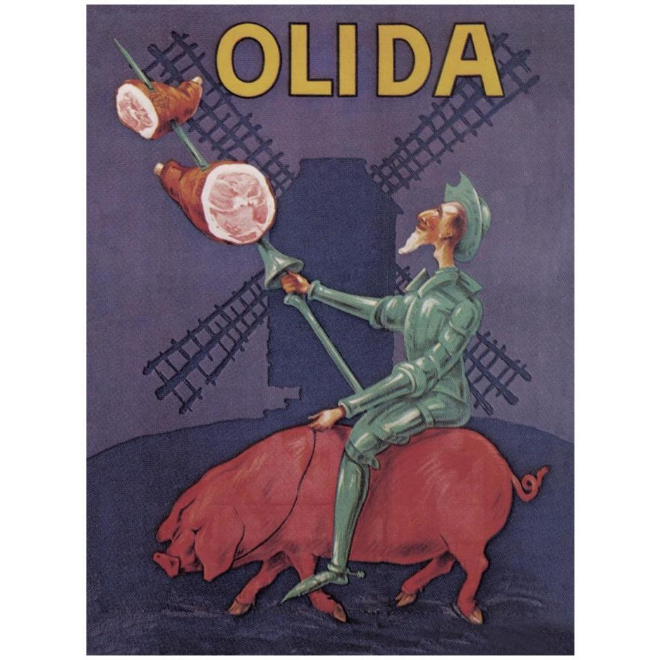 Pigs and Pork Don Quixote Riding a Pig-Paper Art-20&quotx26"