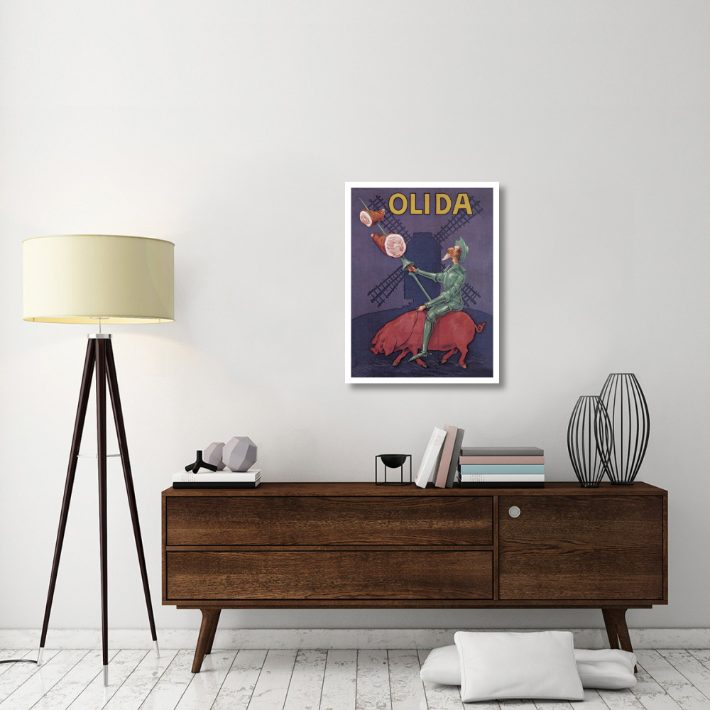 Pigs and Pork Don Quixote Riding a Pig-Paper Art-26&quotx34"