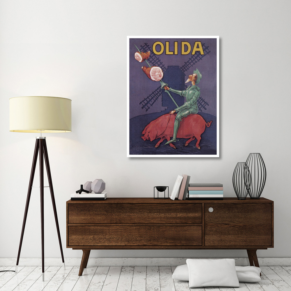 Pigs and Pork Don Quixote Riding a Pig-Paper Art-38&quotx50"
