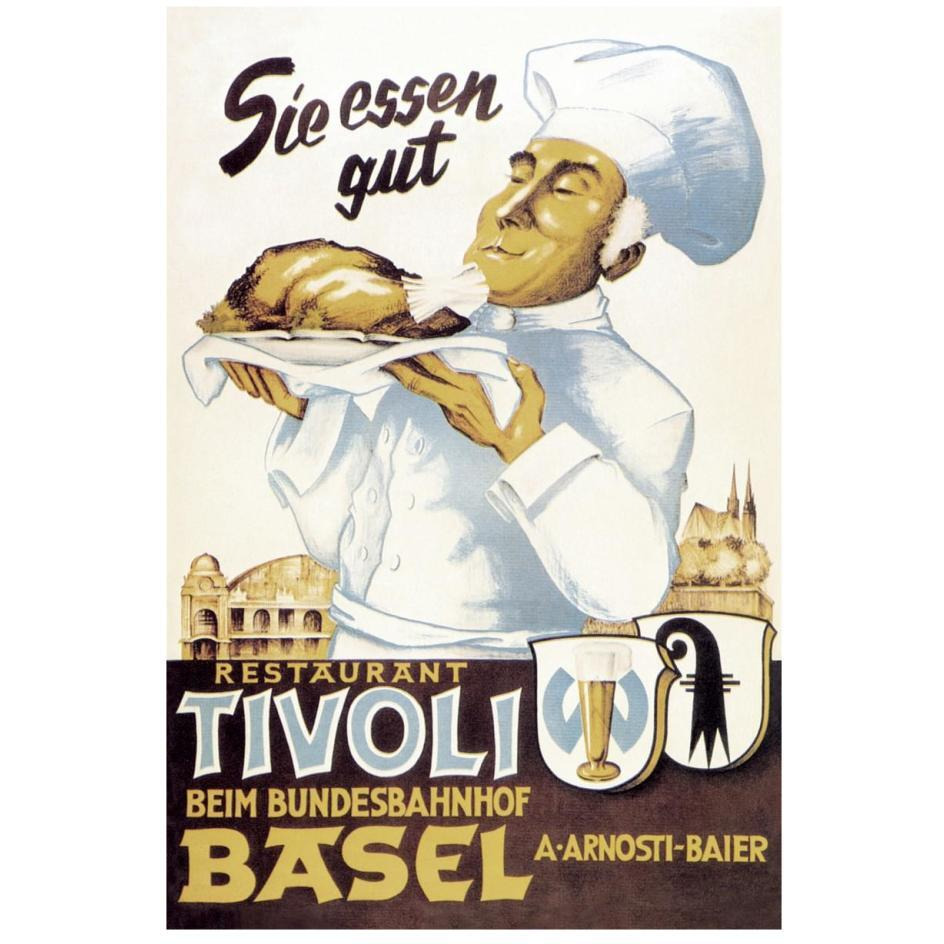 Cooks Restaurant Tivoli Basel-Paper Art-18&quotx26"