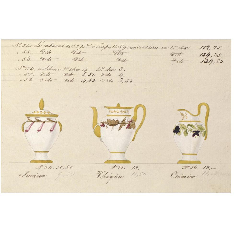 Sucrier, chyre et crmier, ca. 1800-1820-Paper Art-50&quotx34"