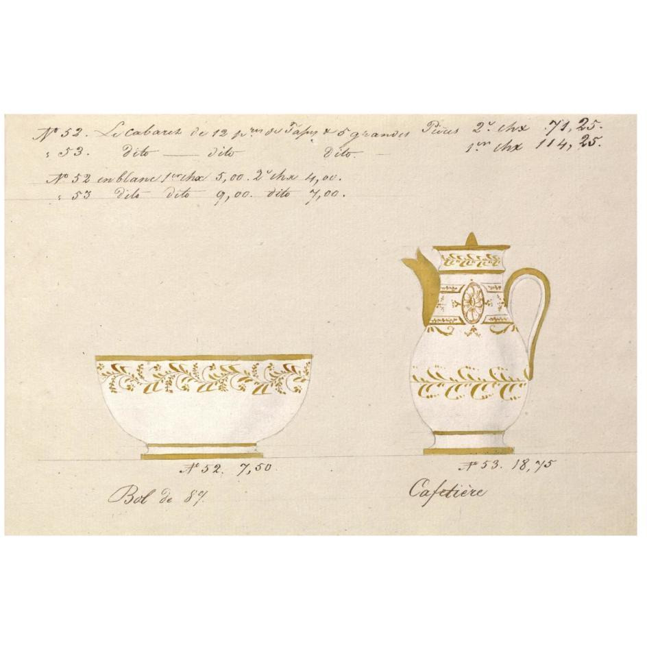 Bol et cafetire, ca. 1800-1820-Paper Art-26&quotx18"